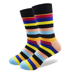 Five Pairs Lot Happy Socks for Man Combed Cotton Material Striped - Acapparelstore
