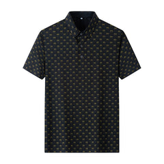 Men's Short-Sleeved Shirt Non-Iron Ice-Sensation Middle-Aged Plaid Shirt