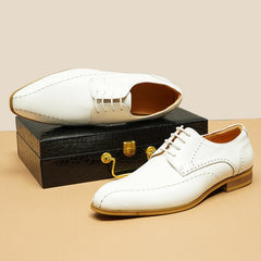 Italian Men's Dress Derby Shoes Luxury Genuine Leather Summer Shoes - Acapparelstore