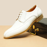 Italian Men's Dress Derby Shoes Luxury Genuine Leather Summer Shoes