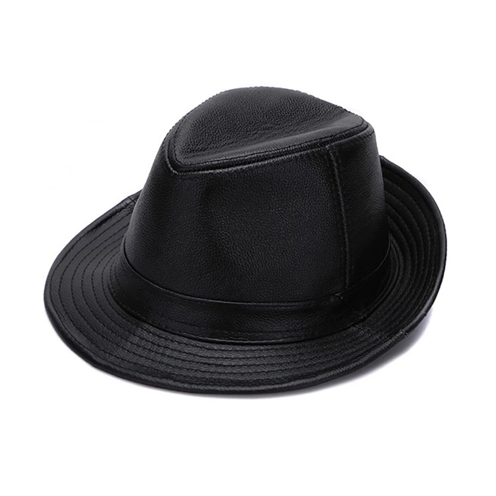 Men's Autumn Winter Warm 100% Real Cowhide Leather Hats - Acapparelstore