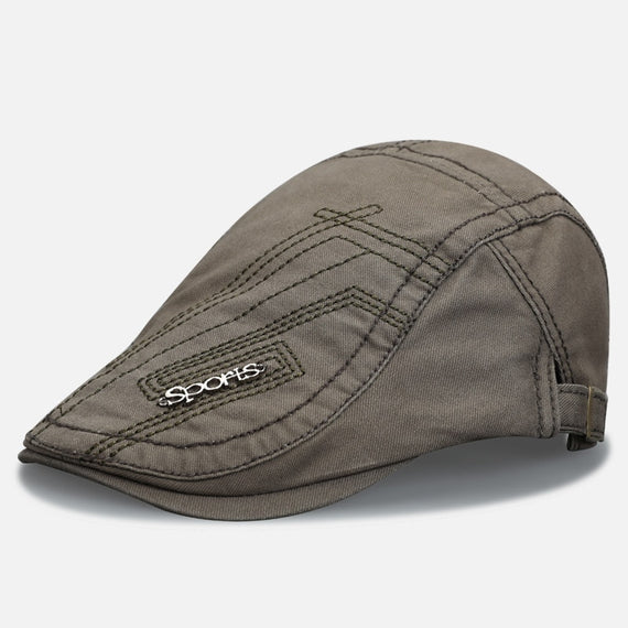 Man's Berets Cotton British Vintage Flat Caps Solid Gray Black Caps