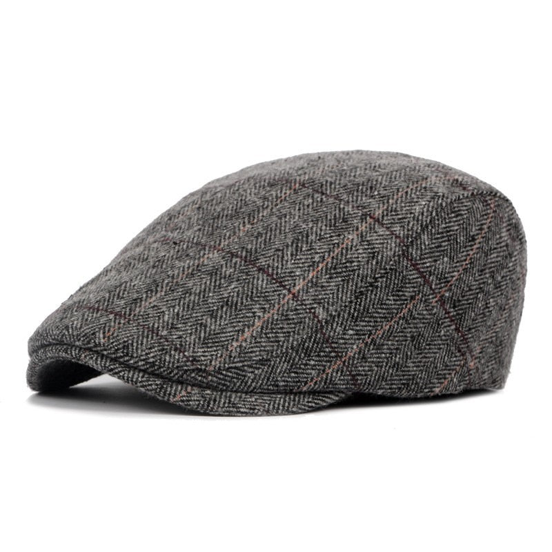 Men's Autumn Winter Hats British Western Style Striped Berets Caps