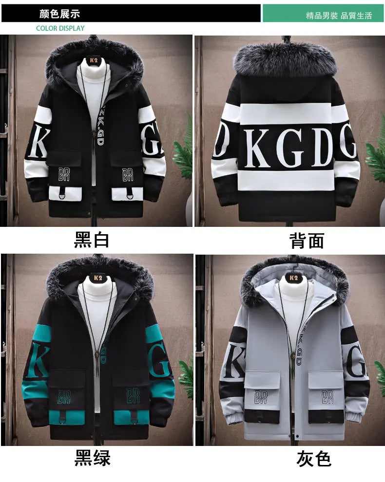 Men's Autumn, Winter New Fashion Trend Printed Large Size Jacket