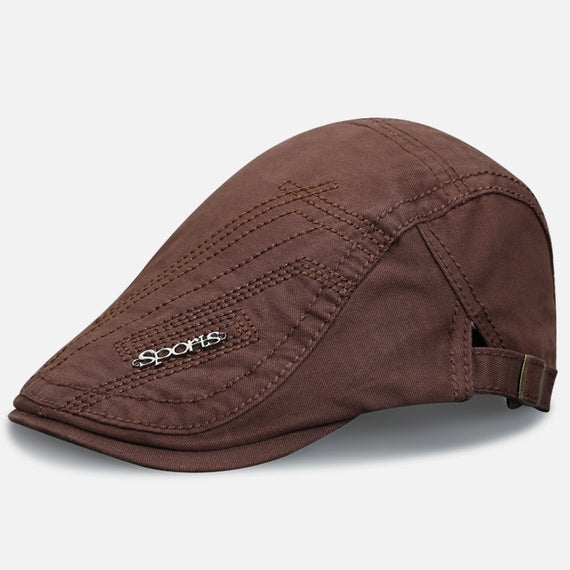 Man's Berets Cotton British Vintage Flat Caps Solid Gray Black Caps