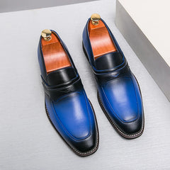 Men's Loafers Business Square Toe Slip-On Dress Shoes Handmade Shoes - Acapparelstore