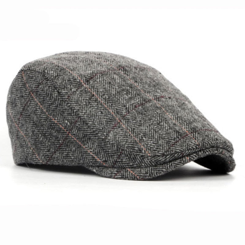 Men's Autumn Winter Hats British Western Style Striped Berets Caps