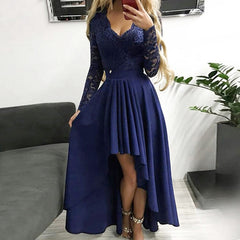 Floral Lace Dresses Ladies Elegant Party Dresses Swing Prom Evening Gowns - Acapparelstore