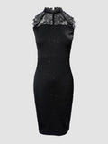Sexy Women's Dresses Summer Glitter Contrast Lace Plain Dresses