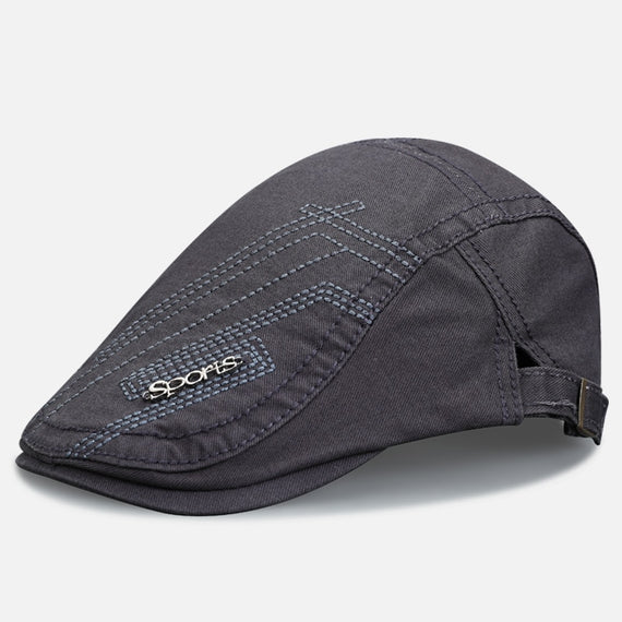 Man's Berets Cotton British Vintage Flat Caps Solid Gray Black Caps