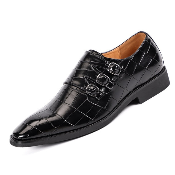 Men's Business Oxford Leather Shoes Buckle Square Toe Dress Shoes