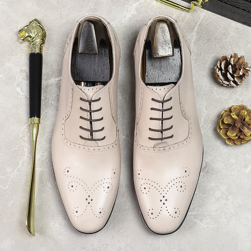 Men's Wedding Shoes Luxury Designer Genuine Leather Oxford Shoes - Acapparelstore