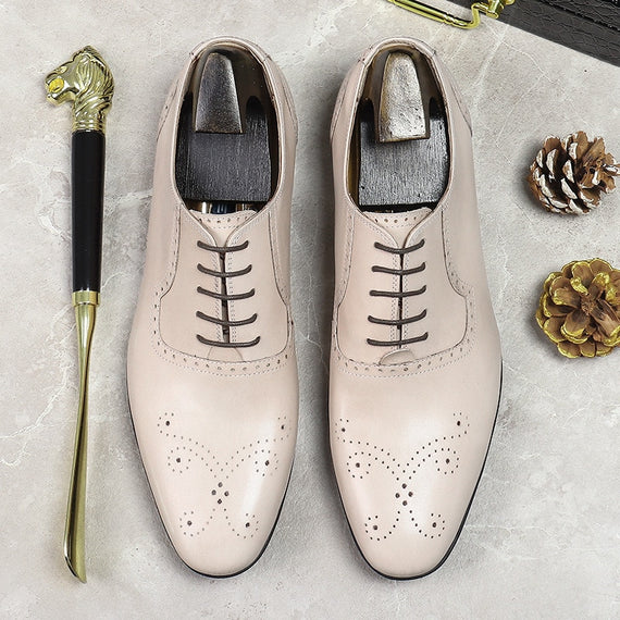 Men's Wedding Shoes Luxury Designer Genuine Leather Oxford Shoes