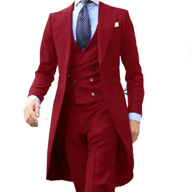 Arrival Long Coat Red Designs Men'New Arrival Long Coat Red Designs Men's Gentle Tuxedo Prom Suit