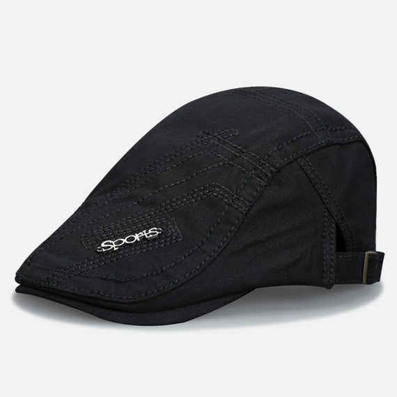 Man's Berets Cotton British Vintage Flat Caps Solid Gray Black Caps