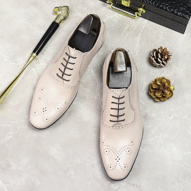 Men's Wedding Shoes Luxury Designer Genuine Leather Oxford Shoes
