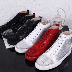 Personality genuine leather women's men's shoes hot diamond lace