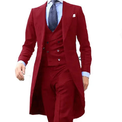 New Arrival Long Coat Red Designs Men's Gentle Tuxedo Prom Suit - Acapparelstore