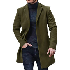 Men's Woolen Winter Coat Fashion Lapel Single Breasted Style Coat