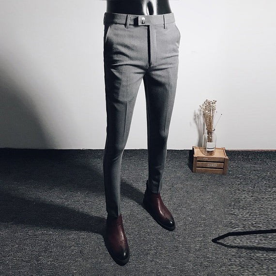 Fashion Men Suit Pants Ankle Length Business Wedding Dress Pants