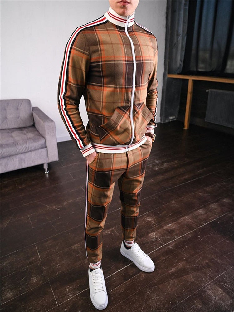 Men's Casual Zipper Tracksuit Set Autumn Male Sweatshirt