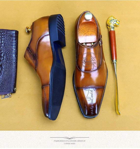 Monk Strap Men's Oxford Shoes Handmade Buckle Men's Shoes