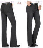 Men's Mid-Rise Jeans Elastic Flare Jeans Fashion Men Flare Jeans