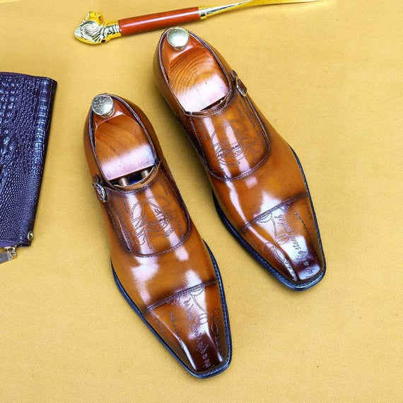 Monk Strap Men's Oxford Shoes Handmade Buckle Men's Shoes