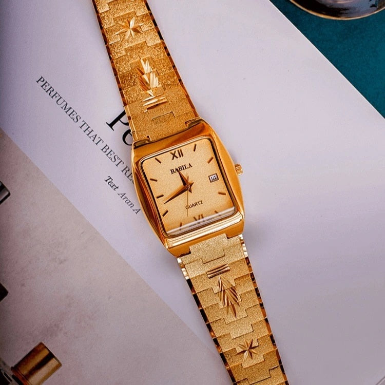 Unisex Watch No Fade 24K Gold Plated Brass Women Men Gift Watch - Acapparelstore