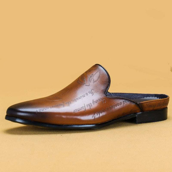 Italian Luxury Men's Slippers Genuine Leather Slip-On Loafers