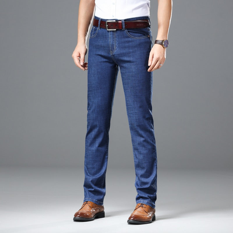 Spring Autumn Men's Business Jeans Brand Heavyweight Denim - Acapparelstore