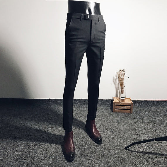 Fashion Men Suit Pants Ankle Length Business Wedding Dress Pants