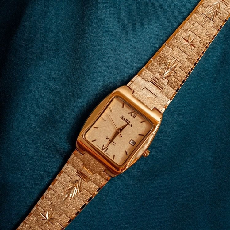 Unisex Watch No Fade 24K Gold Plated Brass Women Men Gift Watch