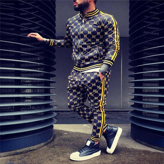 Men's Casual Zipper Tracksuit Set Autumn Male Sweatshirt