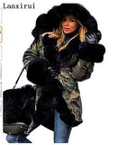women's Parka Coats Thick Large Fur Collar Hooded Warm Coat