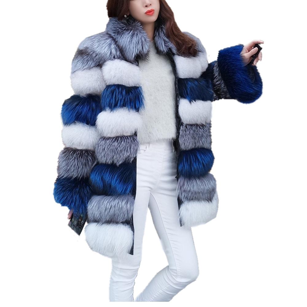 Women's Parka Coat Luxury Long Sleeve Stand Collar Faux Fur Coat - Acapparelstore