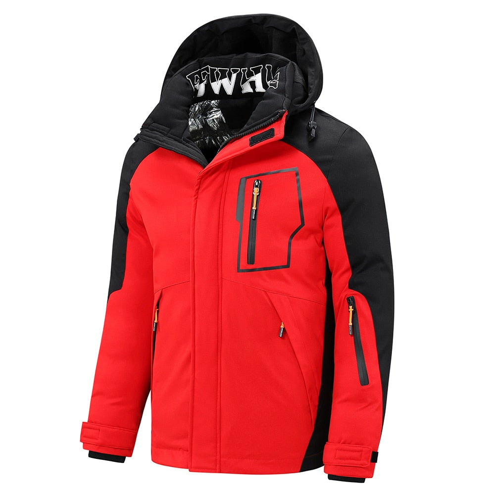 Men's Thick Warm Parkas Jacket Outdoor Windproof Pocket