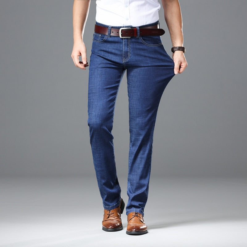 Spring Autumn Men's Business Jeans Brand Heavyweight Denim - Acapparelstore