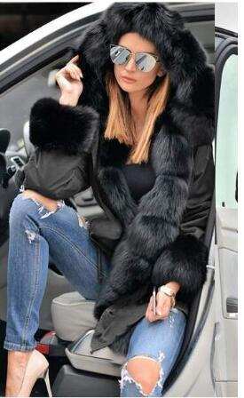 women's Parka Coats Thick Large Fur Collar Hooded Warm Coat