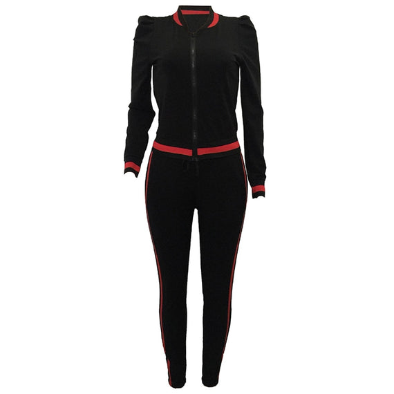 Women's Tracksuits Two Piece Stripe Jogger V Neck Sweatsuits Plus Size