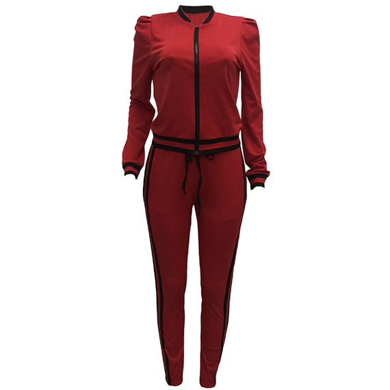 Women's Tracksuits Two Piece Stripe Jogger V Neck Sweatsuits Plus Size