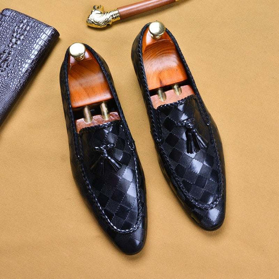 Formal Men's Shoes Genuine Leather Tassel Loafers Dress Shoes