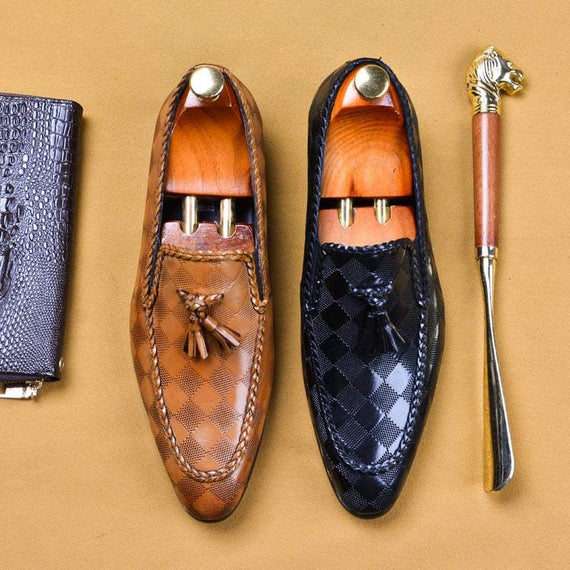 Formal Men's Shoes Genuine Leather Tassel Loafers Dress Shoes