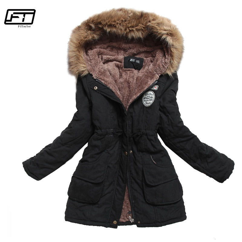 Spring Autumn Winter Women's Jacket Thick Warm Hooded Coat