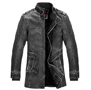 High-Quality Leather Jacket Men's Slim Warm Washed Leather Coat - Acapparelstore