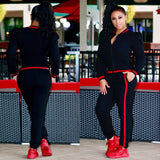 Women's Tracksuits Two Piece Stripe Jogger V Neck Sweatsuits Plus Size