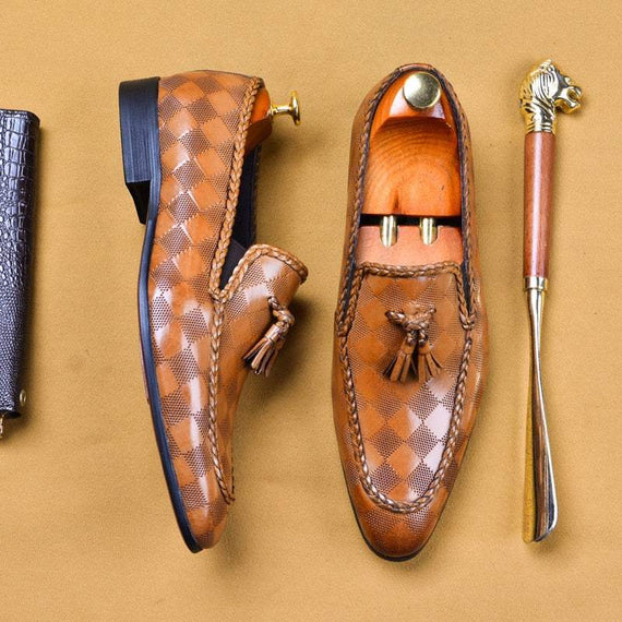 Formal Men's Shoes Genuine Leather Tassel Loafers Dress Shoes