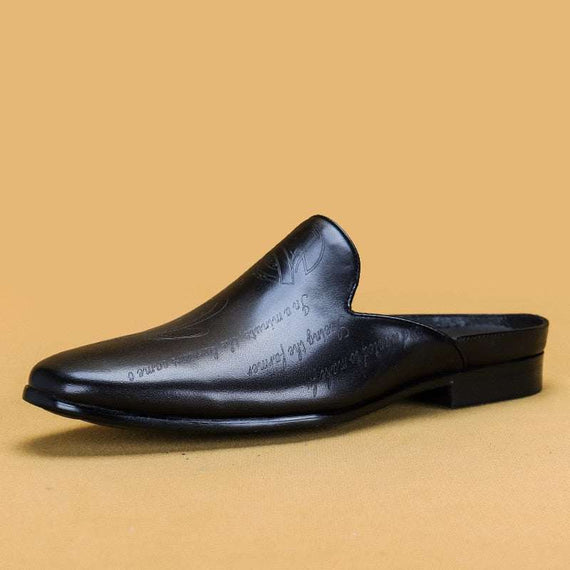 Italian Luxury Men's Slippers Genuine Leather Slip-On Loafers