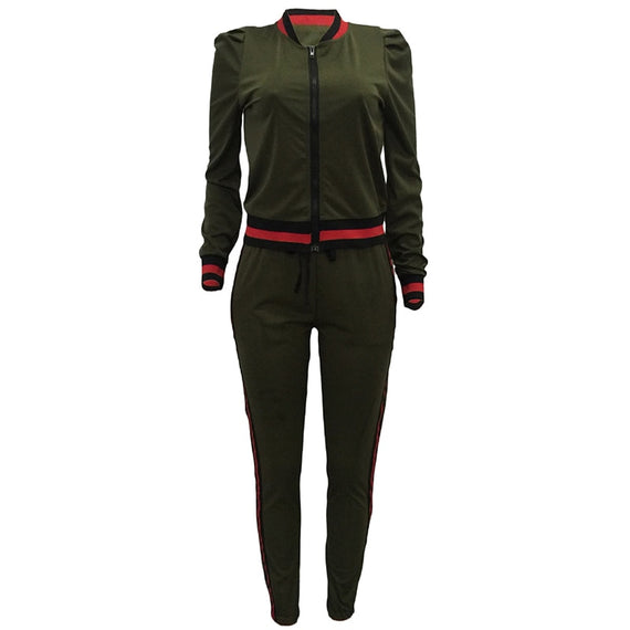 Women's Tracksuits Two Piece Stripe Jogger V Neck Sweatsuits Plus Size