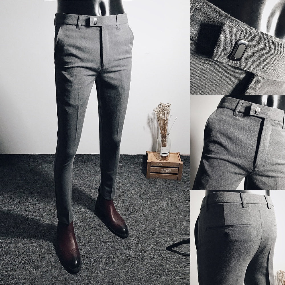 Cropped Business Pant for Men Slim Fit Ankle Length Flat Front Dress Pants  Expandable-Waist Suit Trousers (Black,28) : Amazon.ca: Clothing, Shoes &  Accessories